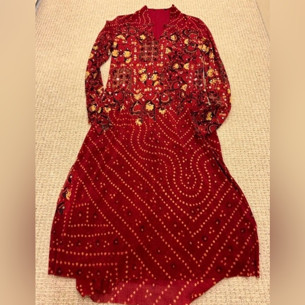 Vivienne Tam Red Floral Paisley Maxi Dress